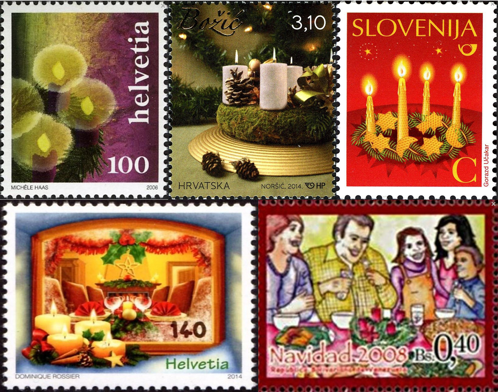 Advent Wreaths on Stamps