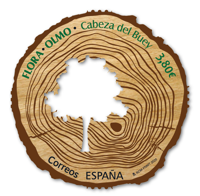 Elm tree on wood stamp